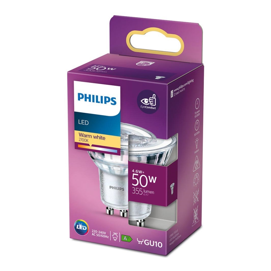 LED лампочка Philips GU10/4,6W/230V 2700K