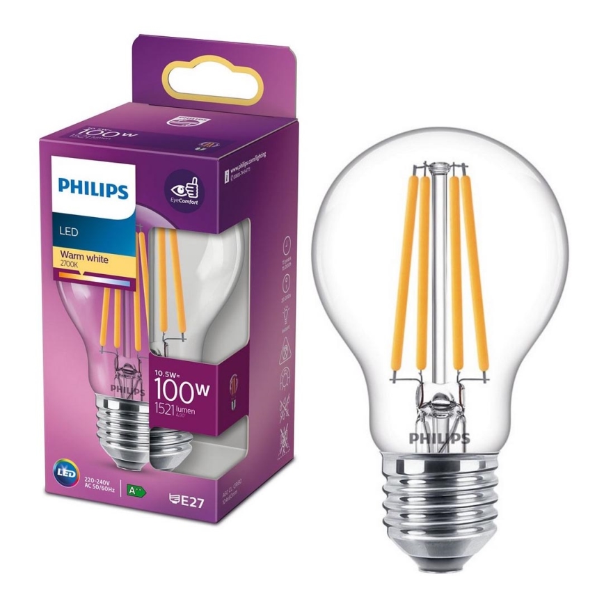 LED лампочка VINTAGE Philips A60 E27/10,5W/230V 2700K