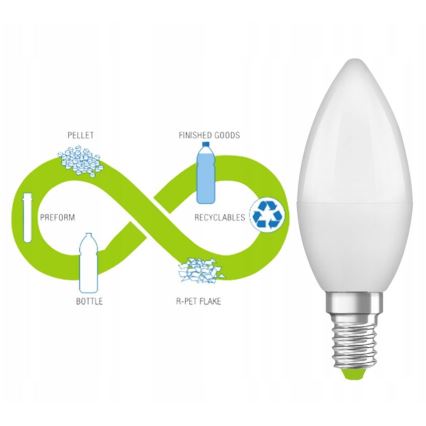 LED Лампочка з переробленого пластику B40 E14/4,9W/230V 2700K - Ledvance