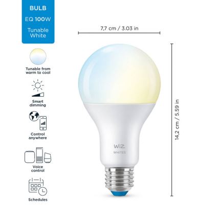 LED лампочка з регулюванням яскравості A67 E27/13W/230V 2700-6500K CRI 90 Wi-Fi – WiZ