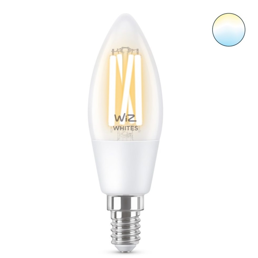 LED лампочка з регулюванням яскравості FILAMENT C35 E14/4,9W/230V 2700-6500K CRI 90 Wi-Fi – WiZ