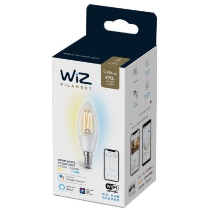 LED лампочка з регулюванням яскравості FILAMENT C35 E14/4,9W/230V 2700-6500K CRI 90 Wi-Fi – WiZ