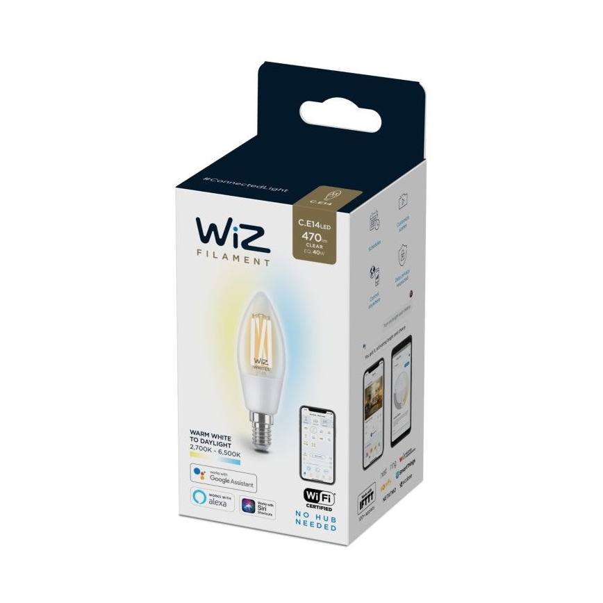 LED лампочка з регулюванням яскравості FILAMENT C35 E14/4,9W/230V 2700-6500K CRI 90 Wi-Fi – WiZ