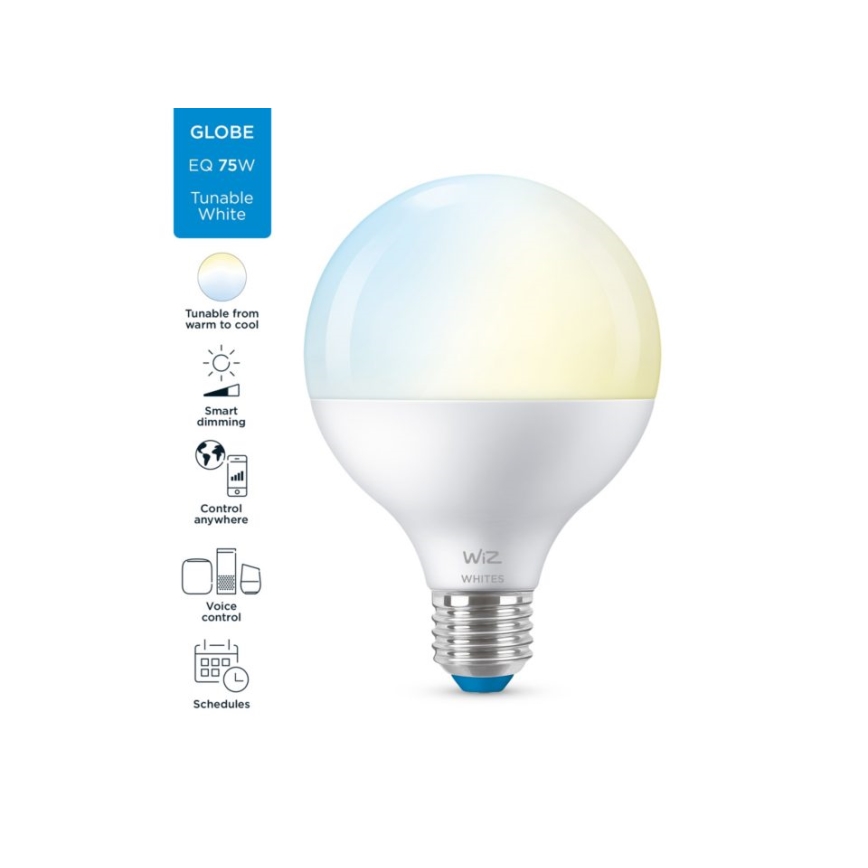 LED лампочка з регулюванням яскравості G95 E27/11W/230V 2700-6500K CRI 90 Wi-Fi – WiZ