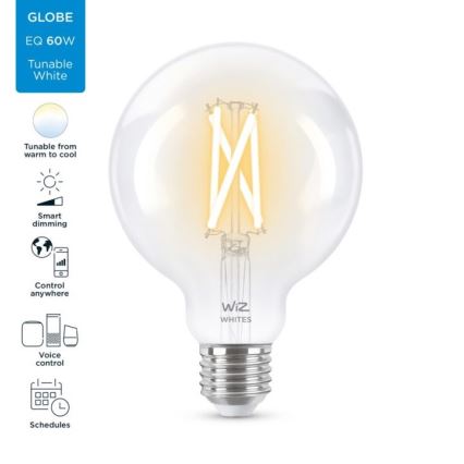 LED лампочка з регулюванням яскравості FILAMENT G95 E27/6,7W/230V 2700-6500K CRI 90 Wi-Fi – WiZ