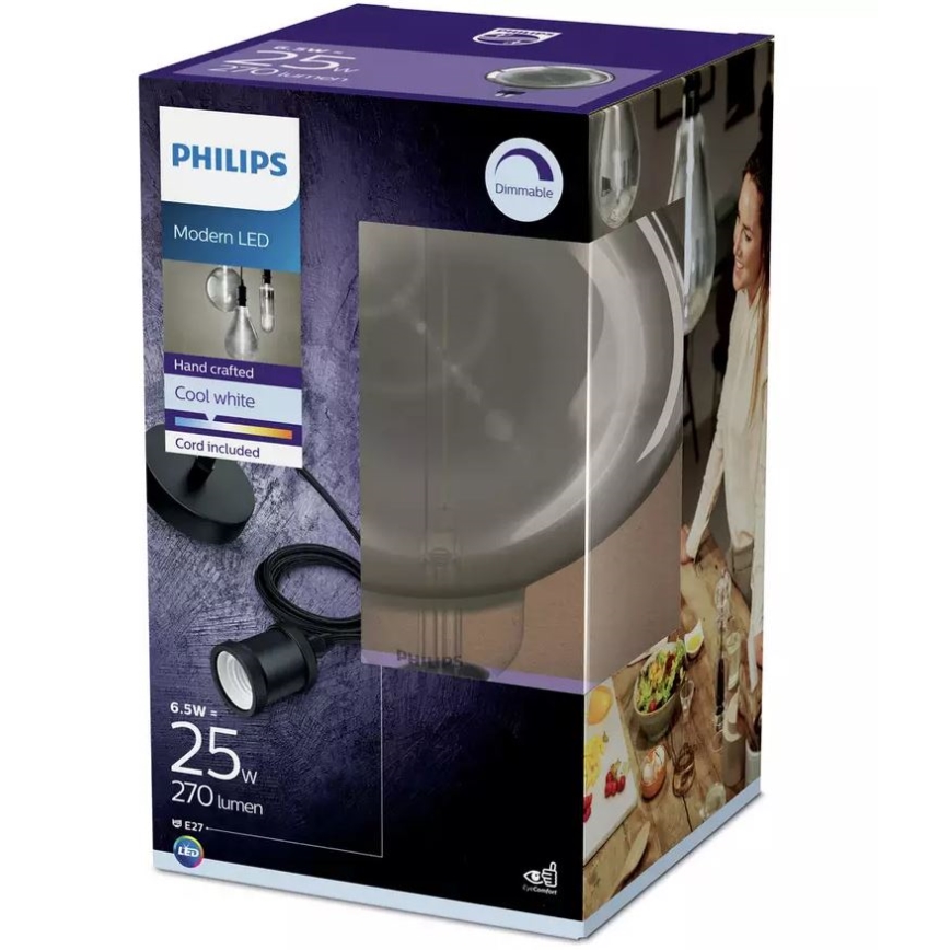 LED лампочка з регулюванням яскравості SMOKY VINTAGE Philips E27/6,5W/230V 4000K