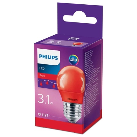 LED Лампочка Philips E27/3,1W/230V червоний