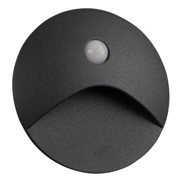 LED-лестничный светильник с датчиком движения и датчиком сумерек EXIN LED/2,5W/230V 3000K IP65, антрацитовый, круглый