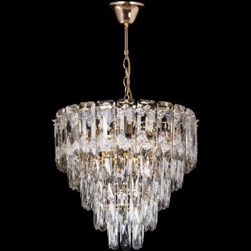 LED-люстра на цепи, 7×E27 (макс. 60 Вт, 230 В) + 4×LED по 6 Вт, диаметр 40 см, золотая