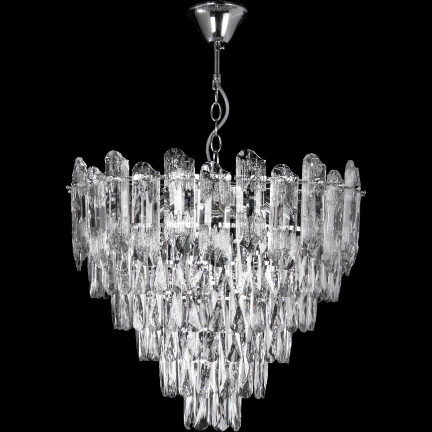 LED Люстра на ланцюгу 9xE27/60W/230V + 6xLED/6W діаметр 50 см глянцевий хром