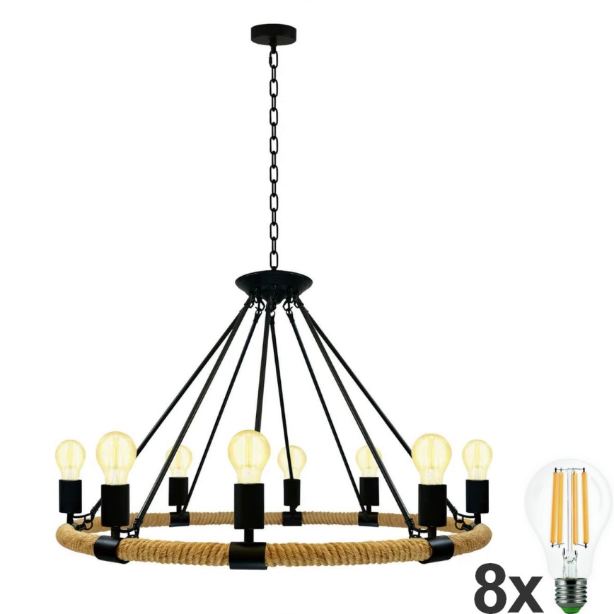 LED Люстра на ланцюгу ROPE ARTHUR 8xE27/6W/230V