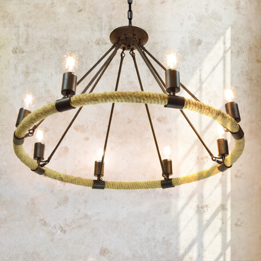 LED Люстра на ланцюгу ROPE ARTHUR 8xE27/6W/230V