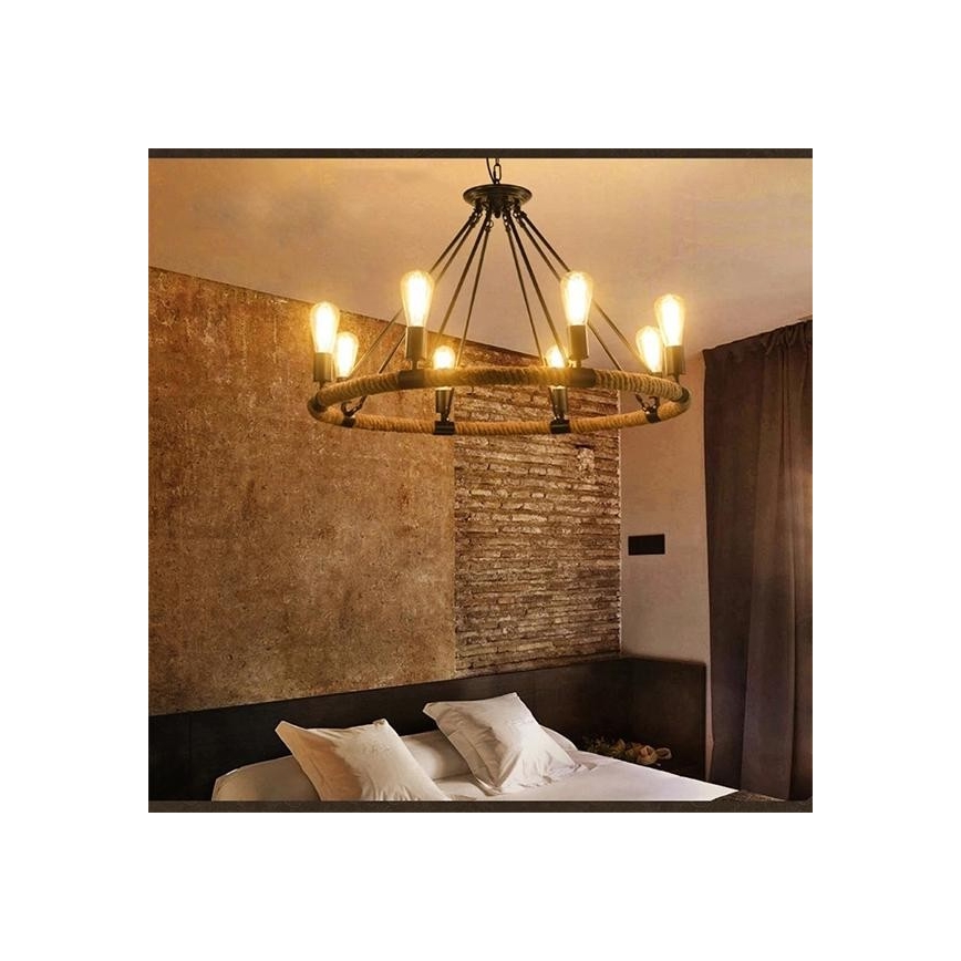 LED Люстра на ланцюгу ROPE ARTHUR 8xE27/6W/230V