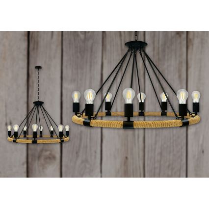 LED Люстра на ланцюгу ROPE ARTHUR 8xE27/6W/230V