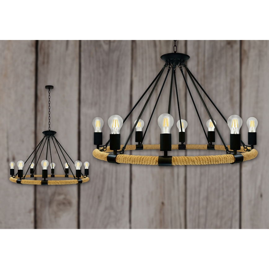 LED Люстра на ланцюгу ROPE ARTHUR 8xE27/6W/230V