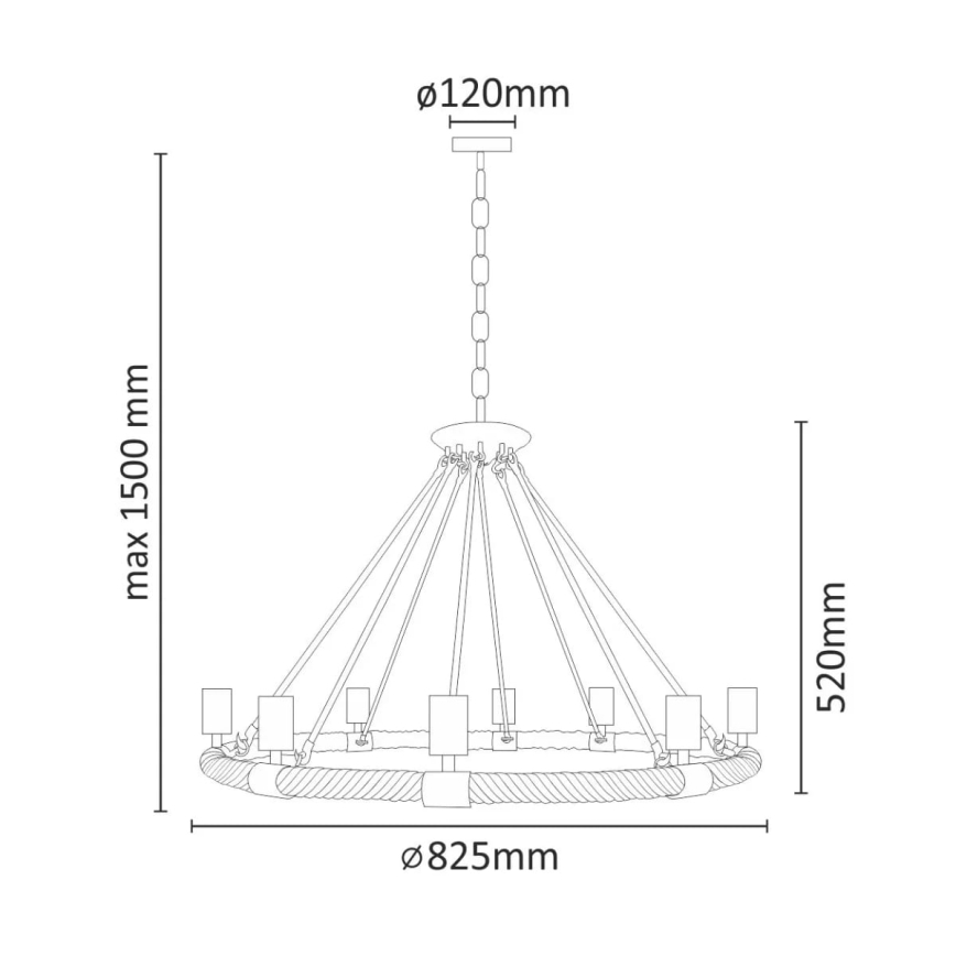 LED Люстра на ланцюгу ROPE ARTHUR 8xE27/6W/230V