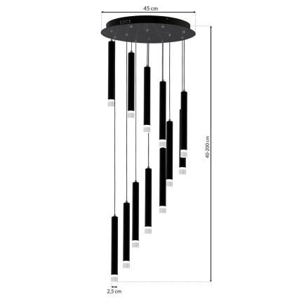 LED Люстра на мотузці CARBON 12xLED/12W/230V