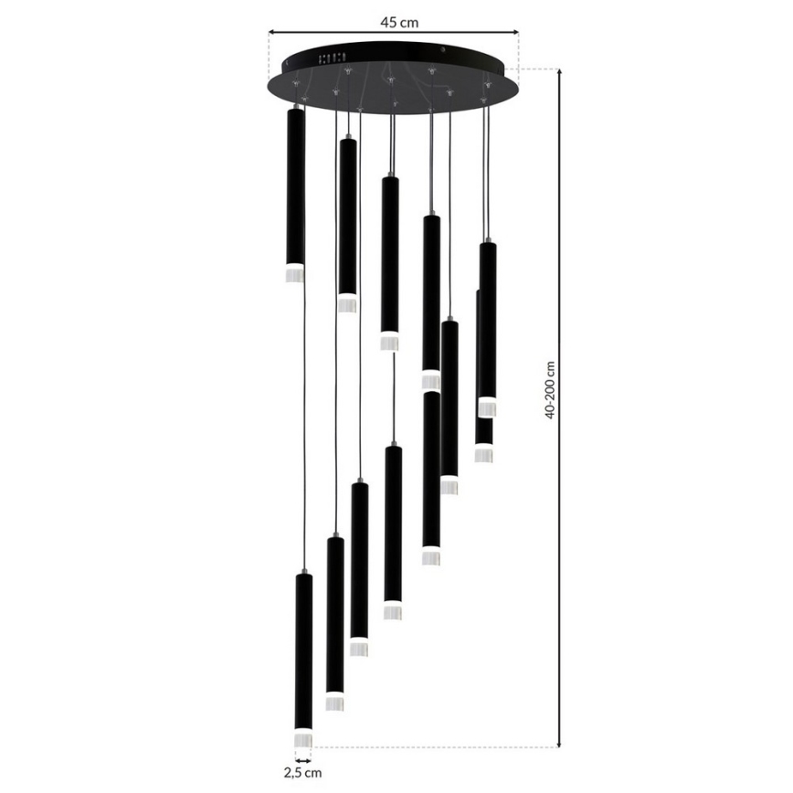 LED Люстра на мотузці CARBON 12xLED/12W/230V