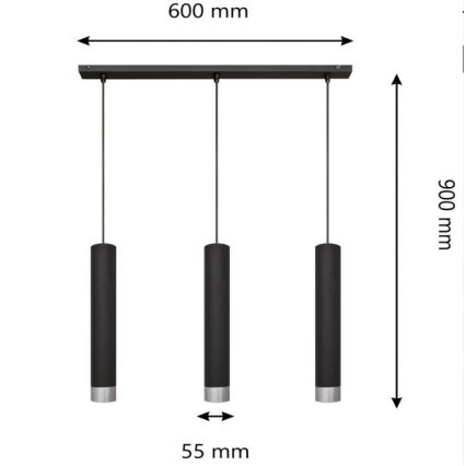 LED Люстра на мотузці TUBA 3xGU10/4,8W/230V