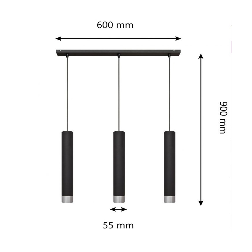 LED Люстра на мотузці TUBA 3xGU10/4,8W/230V