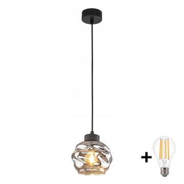 LED-люстра на шнуре ZULIA 1xE27/15W/230V чёрный/дымчато-чёрный