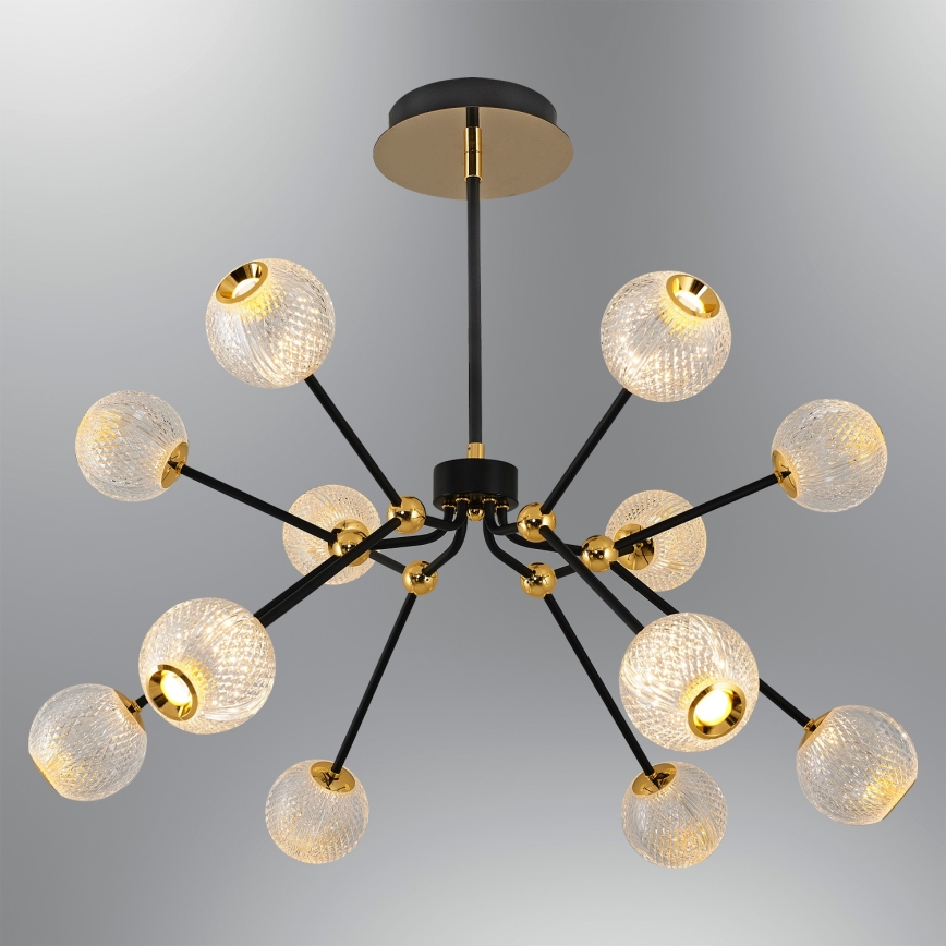 LED-люстра на штанзі GELA 12xLED/5W/230V 3000K чорна/золота