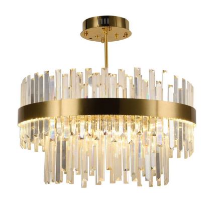 LED з регулюванням яскравості кришталева люстра на штанзі LED/80W/230V 3000-6500K золотий + пульт дистанційного керування