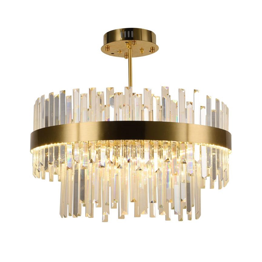LED з регулюванням яскравості кришталева люстра на штанзі LED/80W/230V 3000-6500K золотий + пульт дистанційного керування