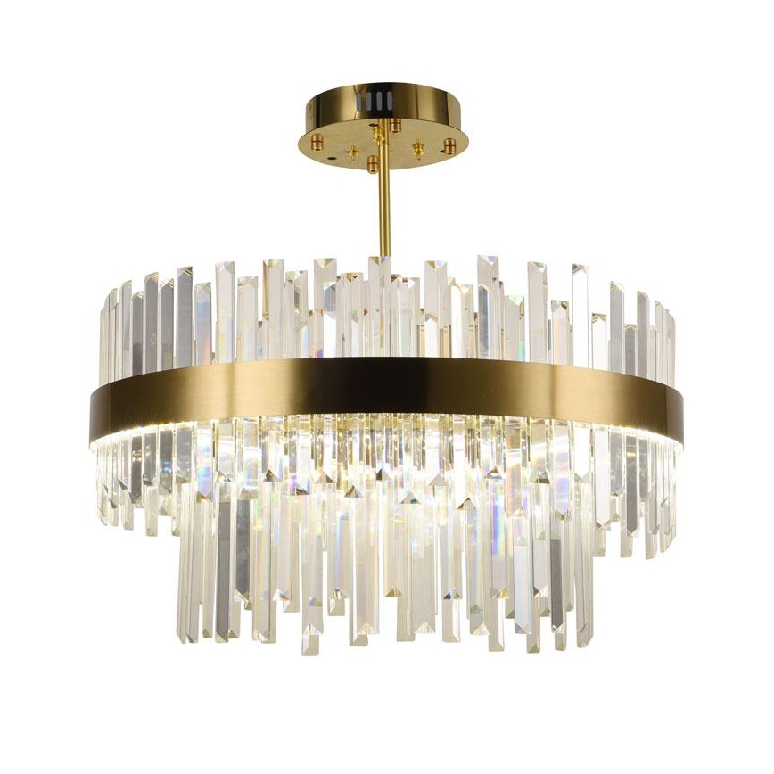 LED з регулюванням яскравості кришталева люстра на штанзі LED/80W/230V 3000-6500K золотий + пульт дистанційного керування