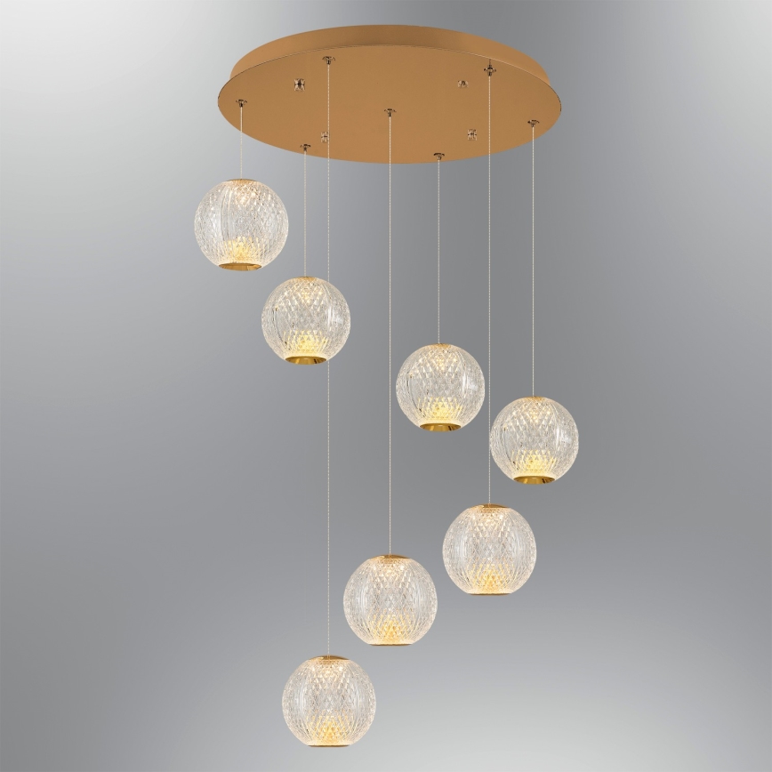 LED Люстра на тросах CREMONA 7xLED/5W/230V 3000K золото