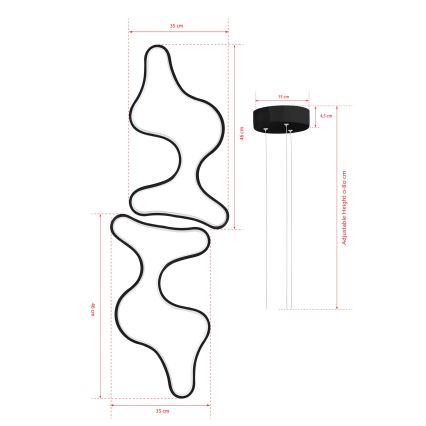 LED Люстра на тросах DUPLE ARTISAN LED/80W/230V 6500K черный