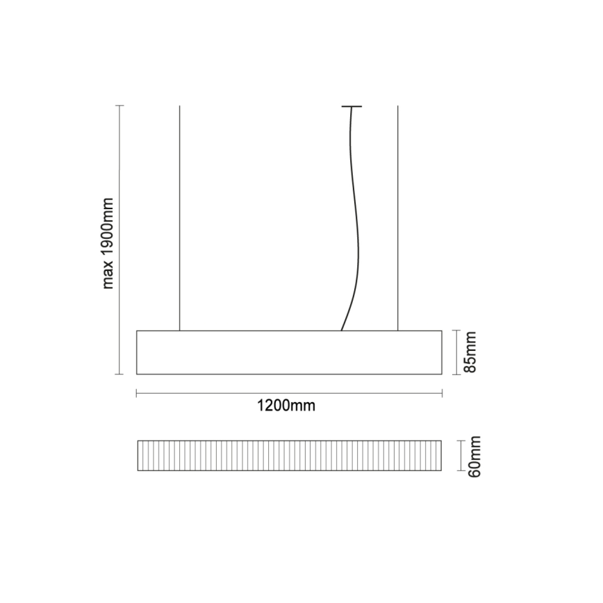 LED-люстра на тросе, 55 Вт, 230 В, 3000/4000/6500 К, 120 см, чёрная