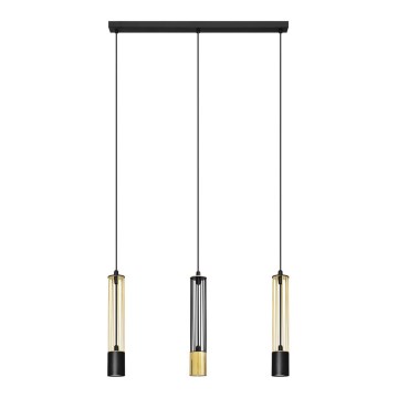 LED Люстра на тросе BARS 3xGU10/4,8W/230V черная/золотая