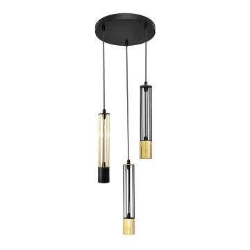 LED Люстра на тросе BARS 3xGU10/4,8W/230V черная/золотая
