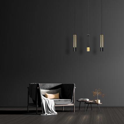 LED Люстра на тросе BARS 3xGU10/4,8W/230V черная/золотая