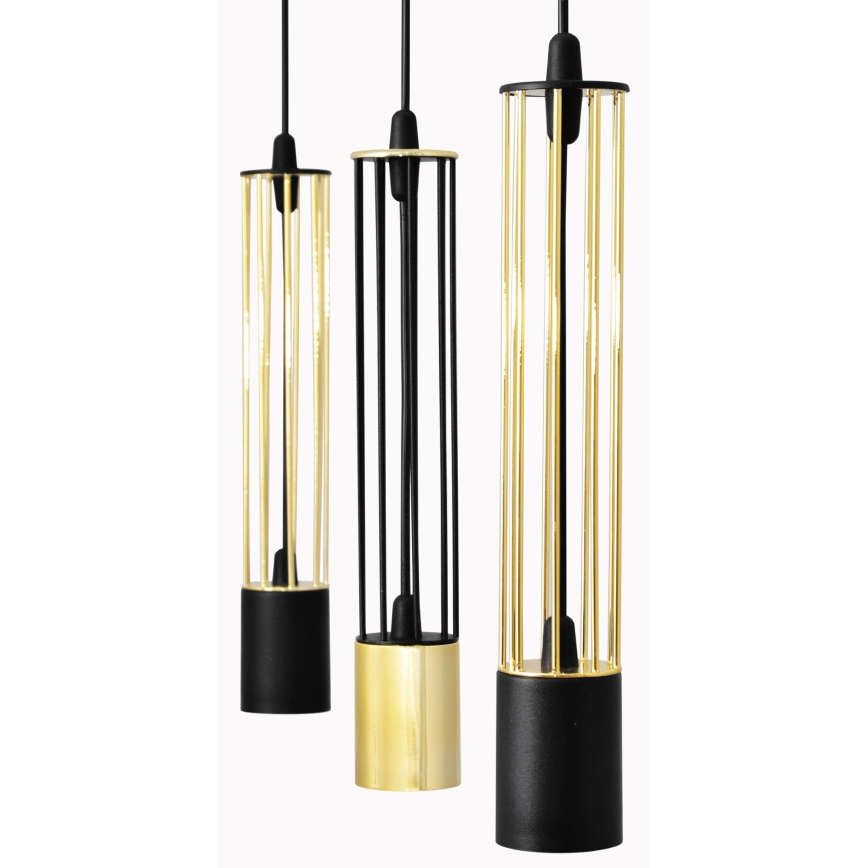 LED Люстра на тросе BARS 3xGU10/4,8W/230V черная/золотая