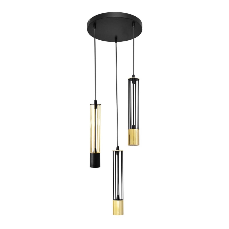 LED Люстра на тросе BARS 3xGU10/4,8W/230V черная/золотая