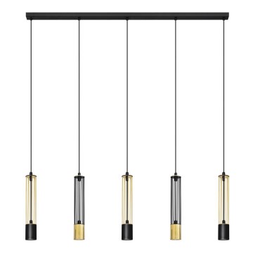 LED Люстра на тросе BARS 5xGU10/4,8W/230V черная/золотая