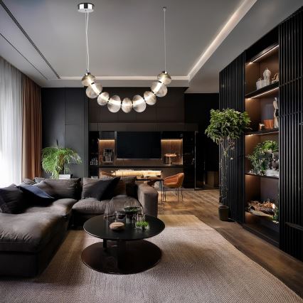 LED-люстра на тросе BOLLA LED/36W/230V глянцевый хром/дымчато-серый