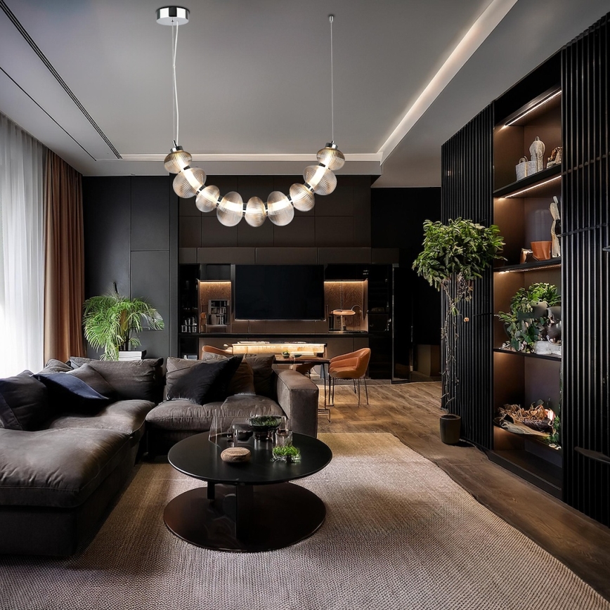 LED-люстра на тросе BOLLA LED/36W/230V глянцевый хром/дымчато-серый