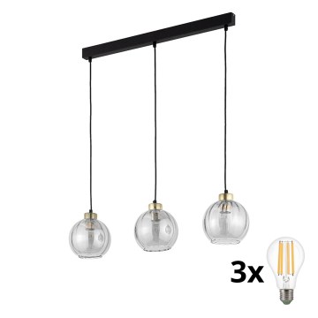 LED-люстра на тросе DEVI 3xE27/15W/230V черная/дымчатая
