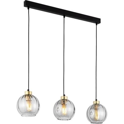 LED-люстра на тросе DEVI 3xE27/15W/230V черная/дымчатая