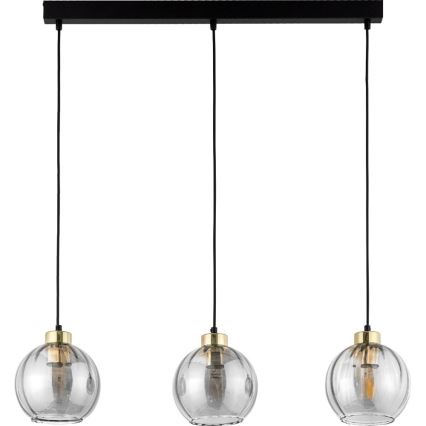 LED-люстра на тросе DEVI 3xE27/15W/230V черная/дымчатая