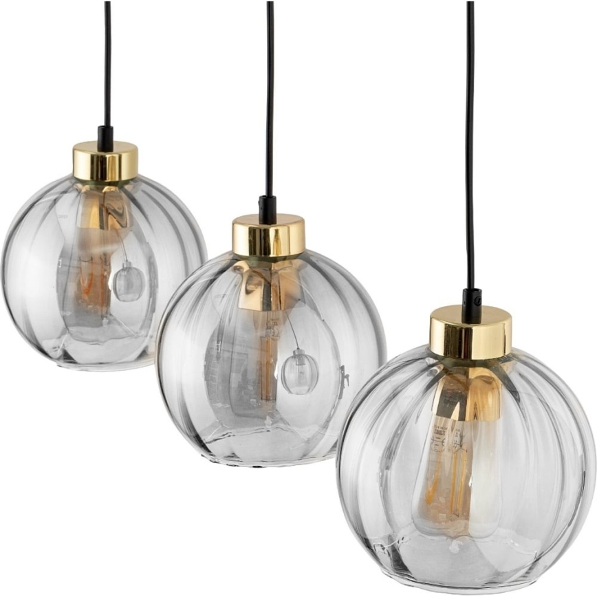 LED-люстра на тросе DEVI 3xE27/15W/230V черная/дымчатая
