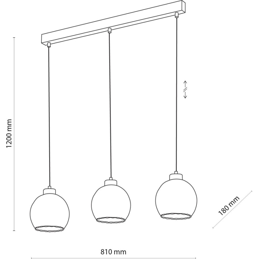 LED-люстра на тросе DEVI 3xE27/15W/230V черная/дымчатая