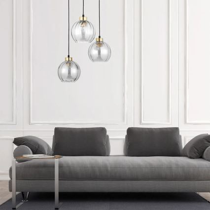 LED люстра на тросе DEVI 3xE27/15W/230V черный/прозрачный
