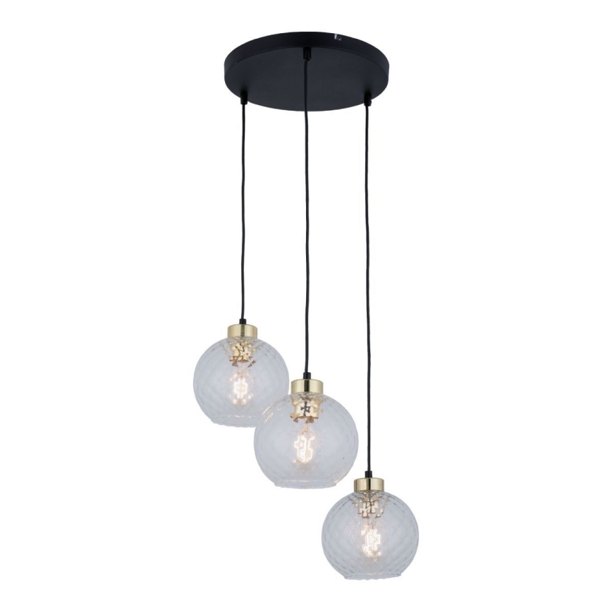 LED-люстра на тросе DEVON 3xE27/15W/230V, черная/прозрачная