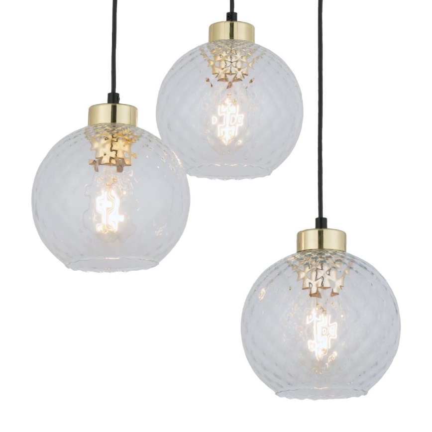 LED-люстра на тросе DEVON 3xE27/15W/230V, черная/прозрачная