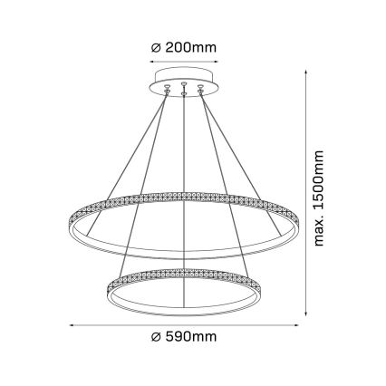 LED-люстра на тросе DIANA LED/44W/230V 4000K диам. 59 см золотая