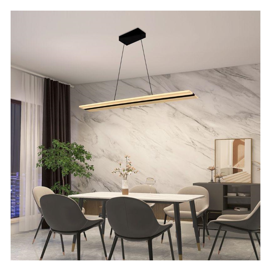 Светодиодная регулируемая люстра на тросе LED/40Вт/230В 3000-6500К черная + пульт дистанционного управления